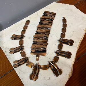 Vintage Renoir Copper Necklace and Bracelet Set Abstract Leaf motif